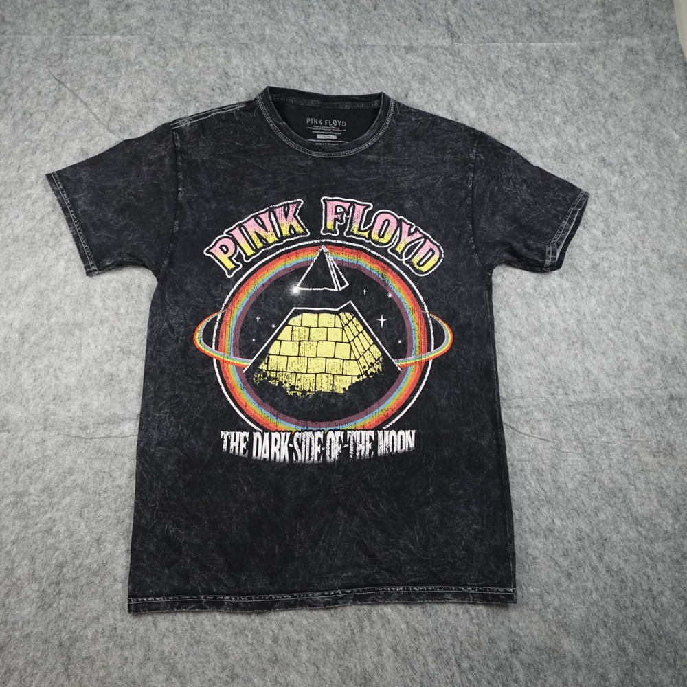 Pink‎ Floyd Top Women Small Medium Black Acid Wash Dark Side Moon Graphic Band